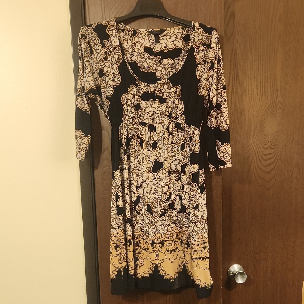 Soma Black and Cream Cocktail Sundress with 3/4 Sleeves